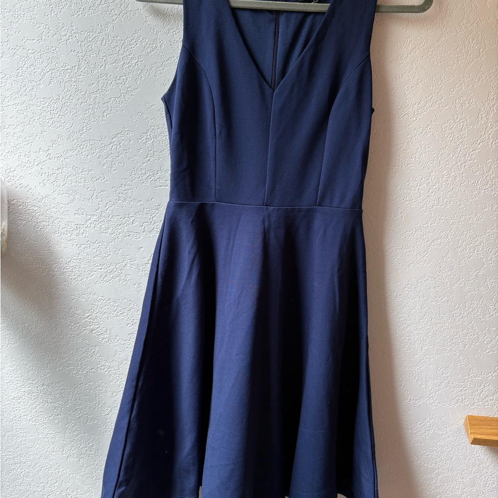 Lulu's Blue A-Line V-Neck Mini Dress